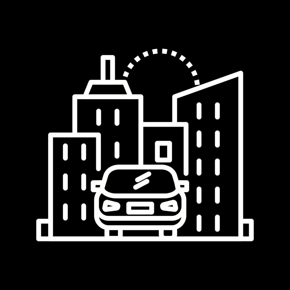 Beautiful Car in city Vector line icon