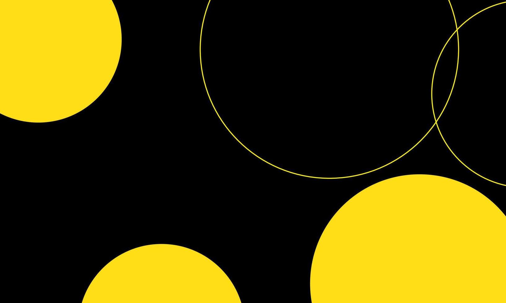 Black and yellow circles abstract tech banner design. Geometric vector background