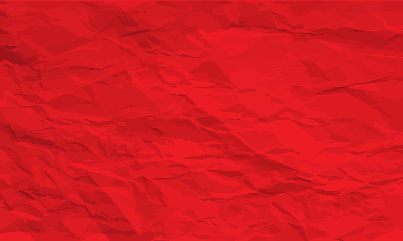 fondo de textura de papel arrugado ancho rojo. triture el papel para que se arrugue y arrugue. vector