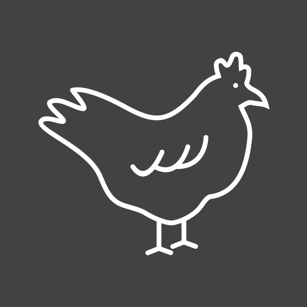 hermoso icono de vector de línea de pollo