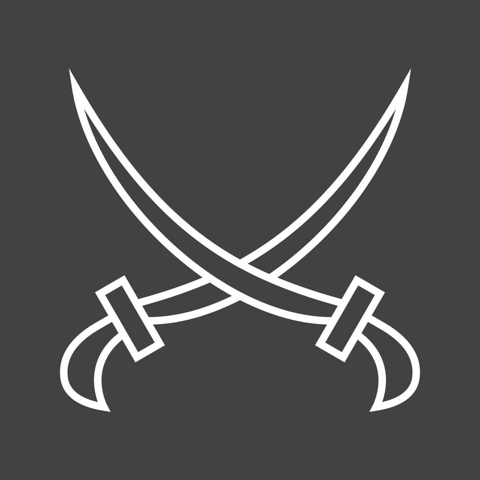 hermoso icono de vector de línea de dos espadas
