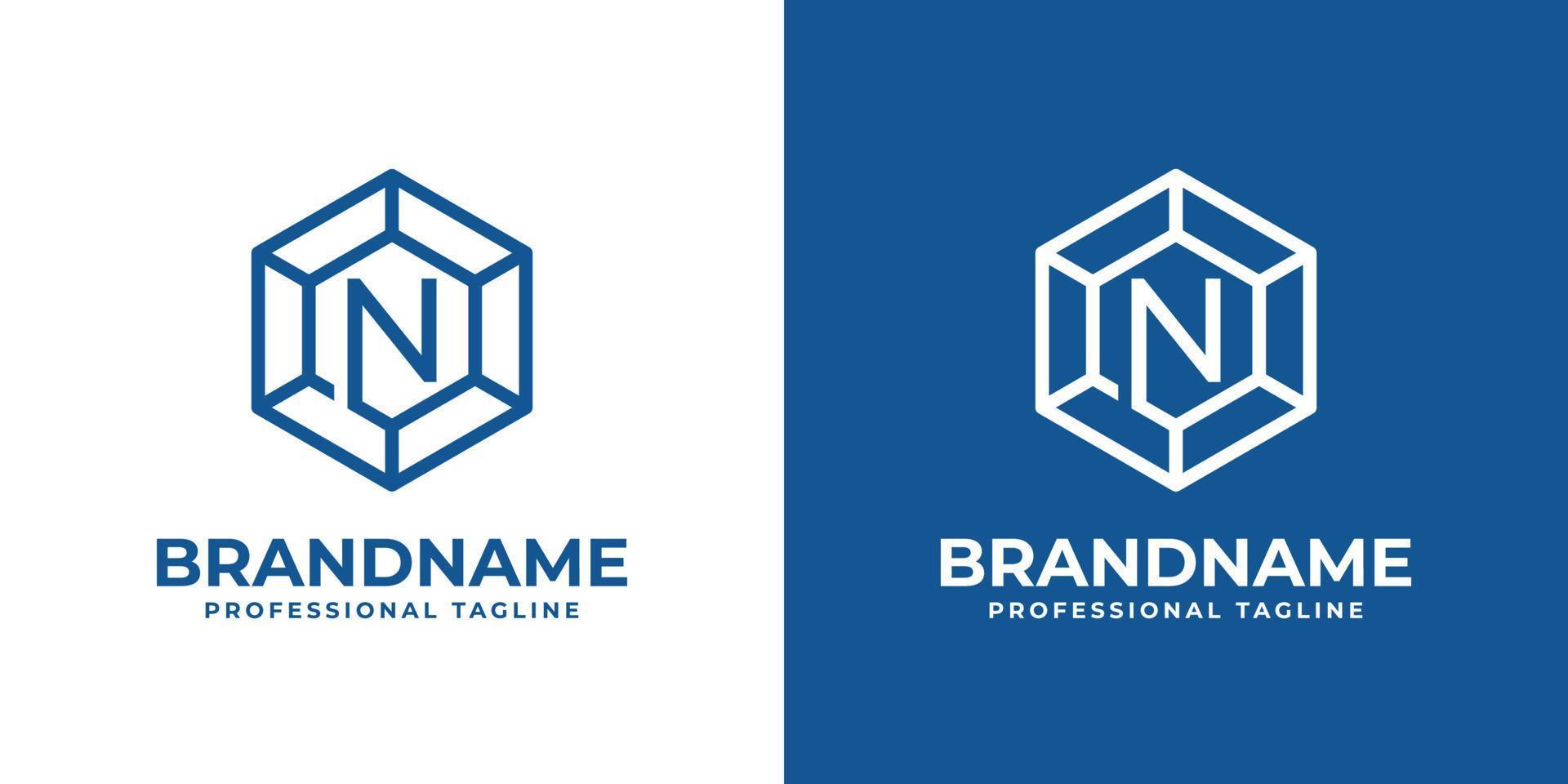 Initial N Hexagon Diamond Logo, suitable for any business with N initial. vector