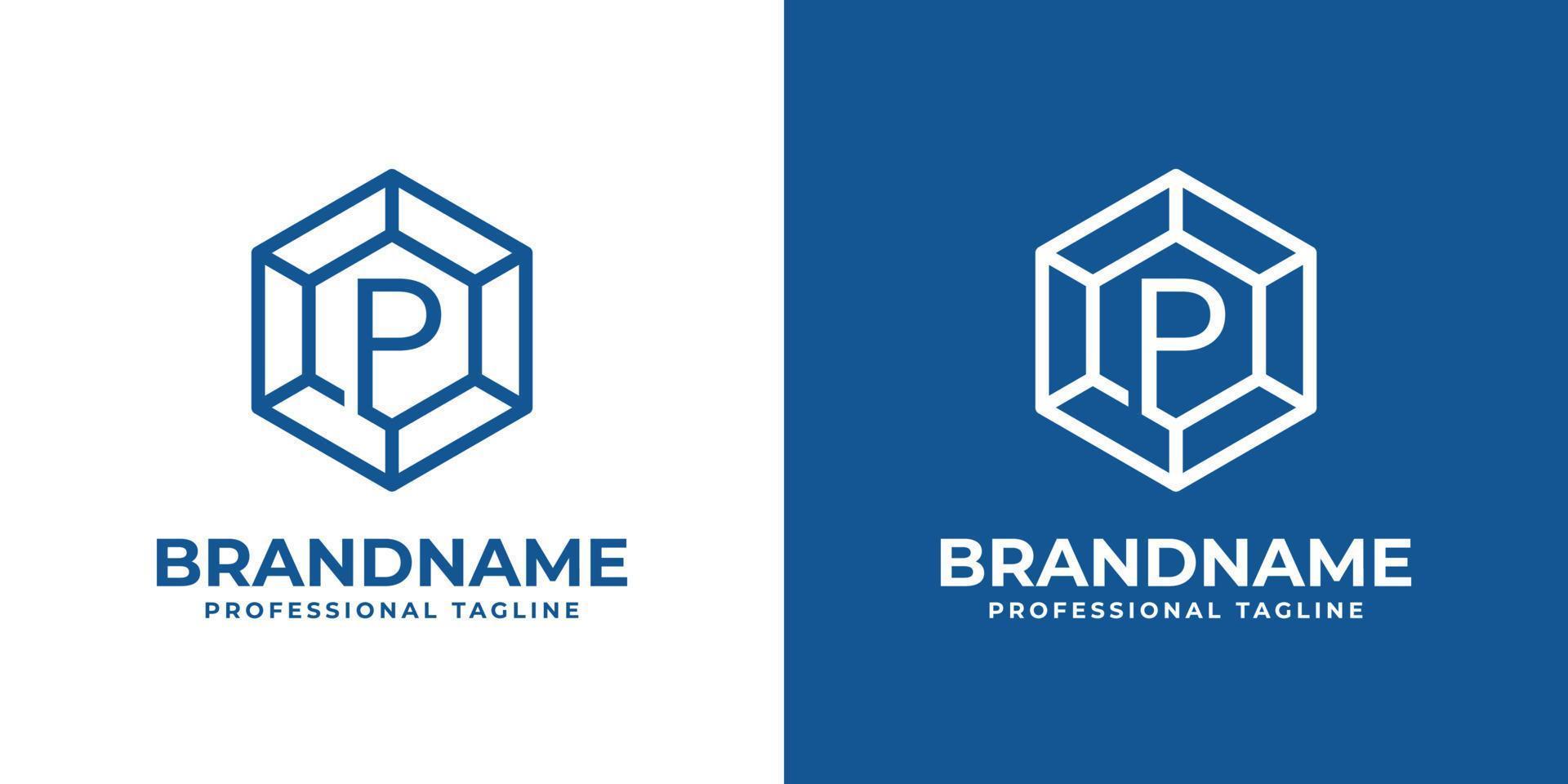 Initial P Hexagon Diamond Logo, suitable for any business with P initial. vector