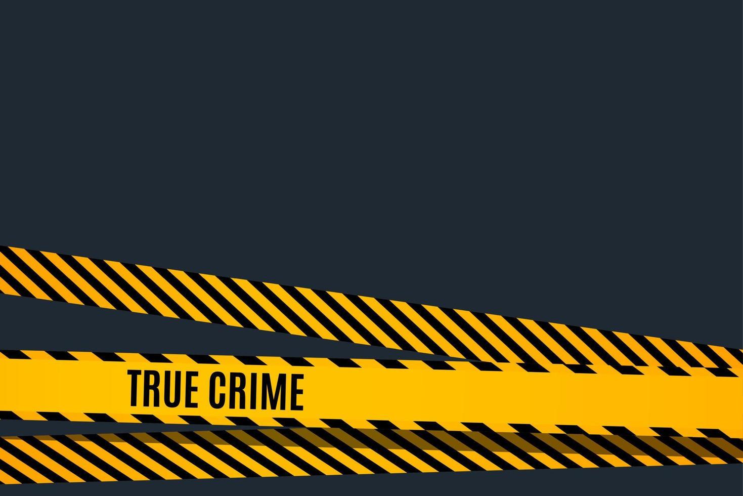 Crime investigation movie screen saver template with yellow and black ribbon. Vector illustration.