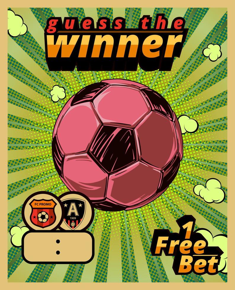 Poster template for sports betting company. Sports betting, football. Vector illustration.