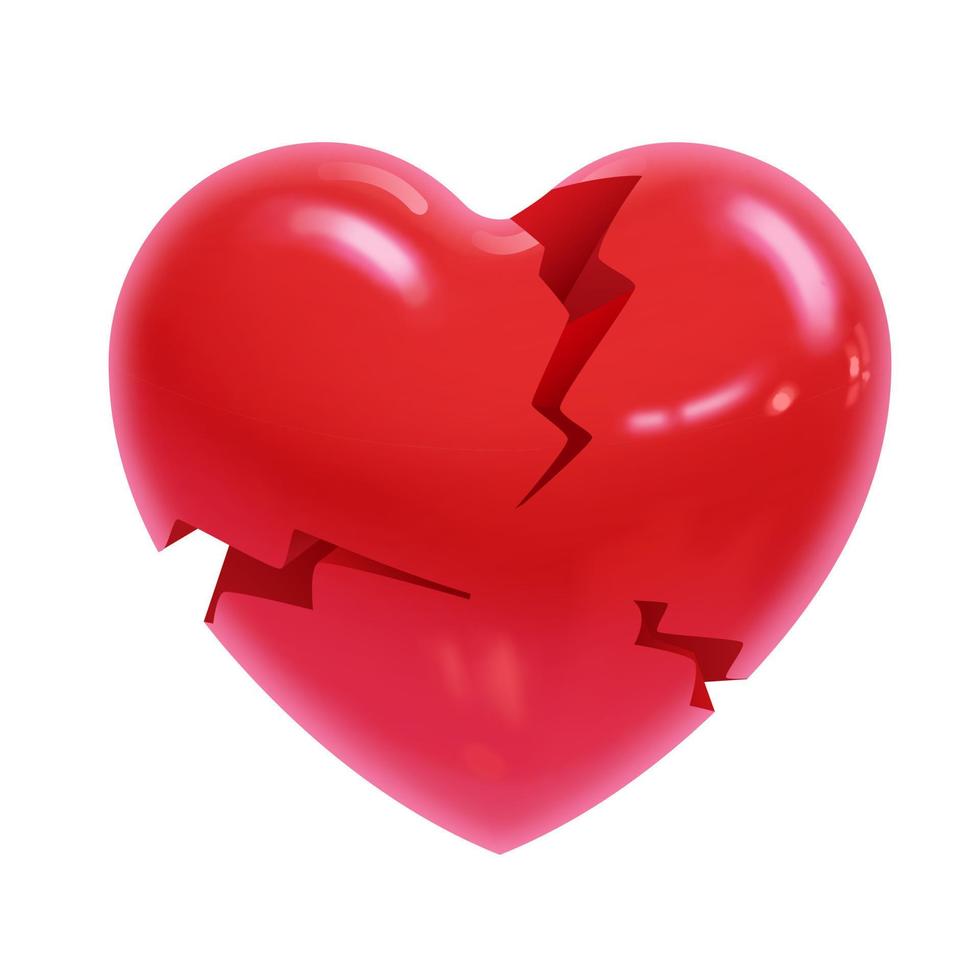 dibujo realista de un corazón roto: un ícono para el juego. ilustración vectorial vector