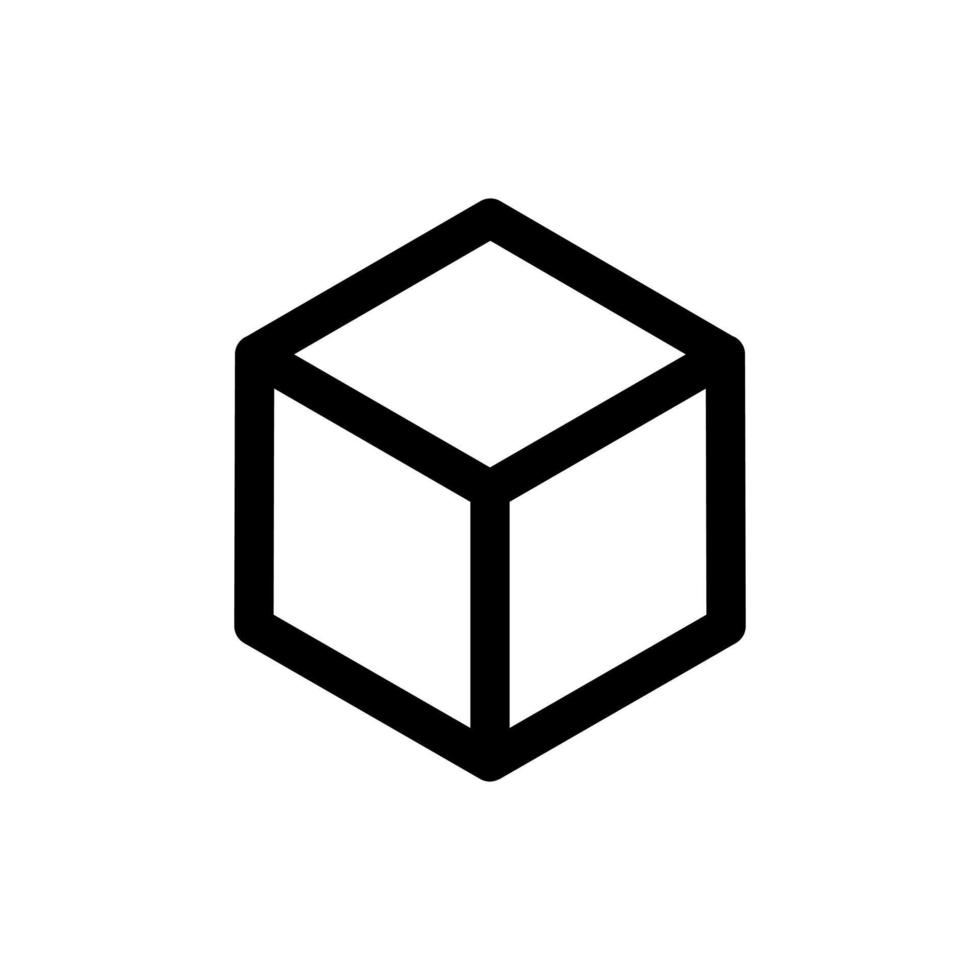 Outline icon. Cube emblem Isolated on white. Vector illustration