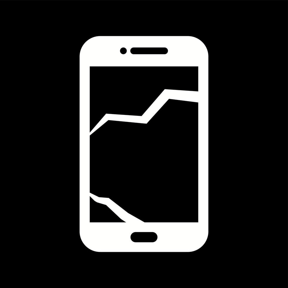 Unique Broken Cell Phone Vector Glyph Icon