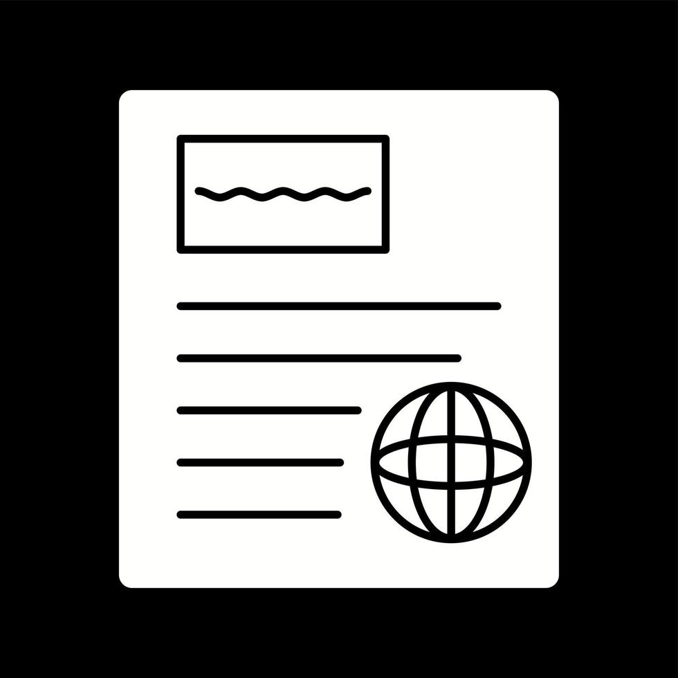 icono de glifo de vector de periódico internacional único