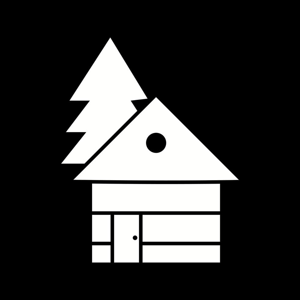 hermosa casa en árboles glifo vector icono