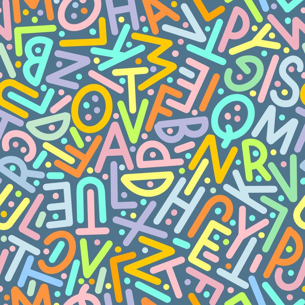 Multicolor pattern of letters of the English alphabet. vector