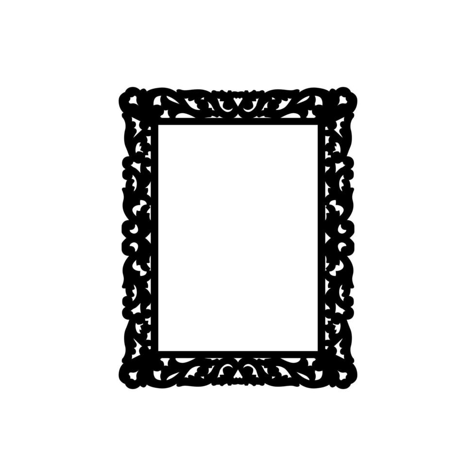 Rectangular elegant classic frame. Black silhouette. Vector illustration