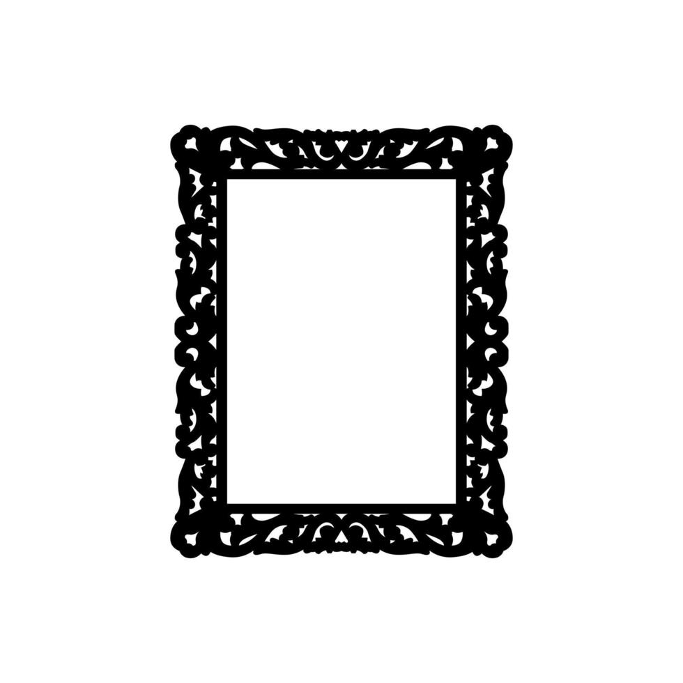 Rectangular elegant classic frame. Black silhouette. Vector illustration