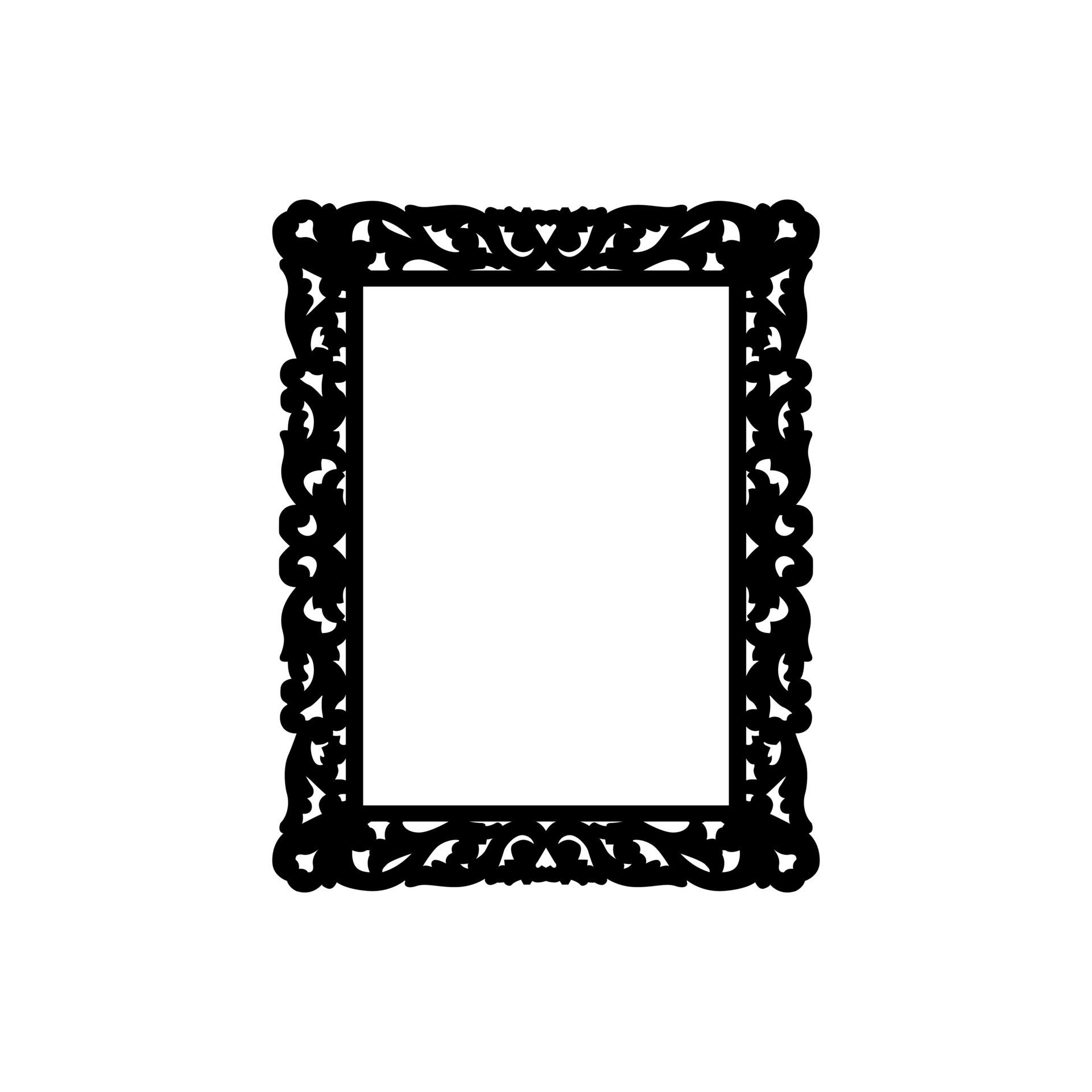 Rectangular elegant classic frame. Black silhouette. Vector