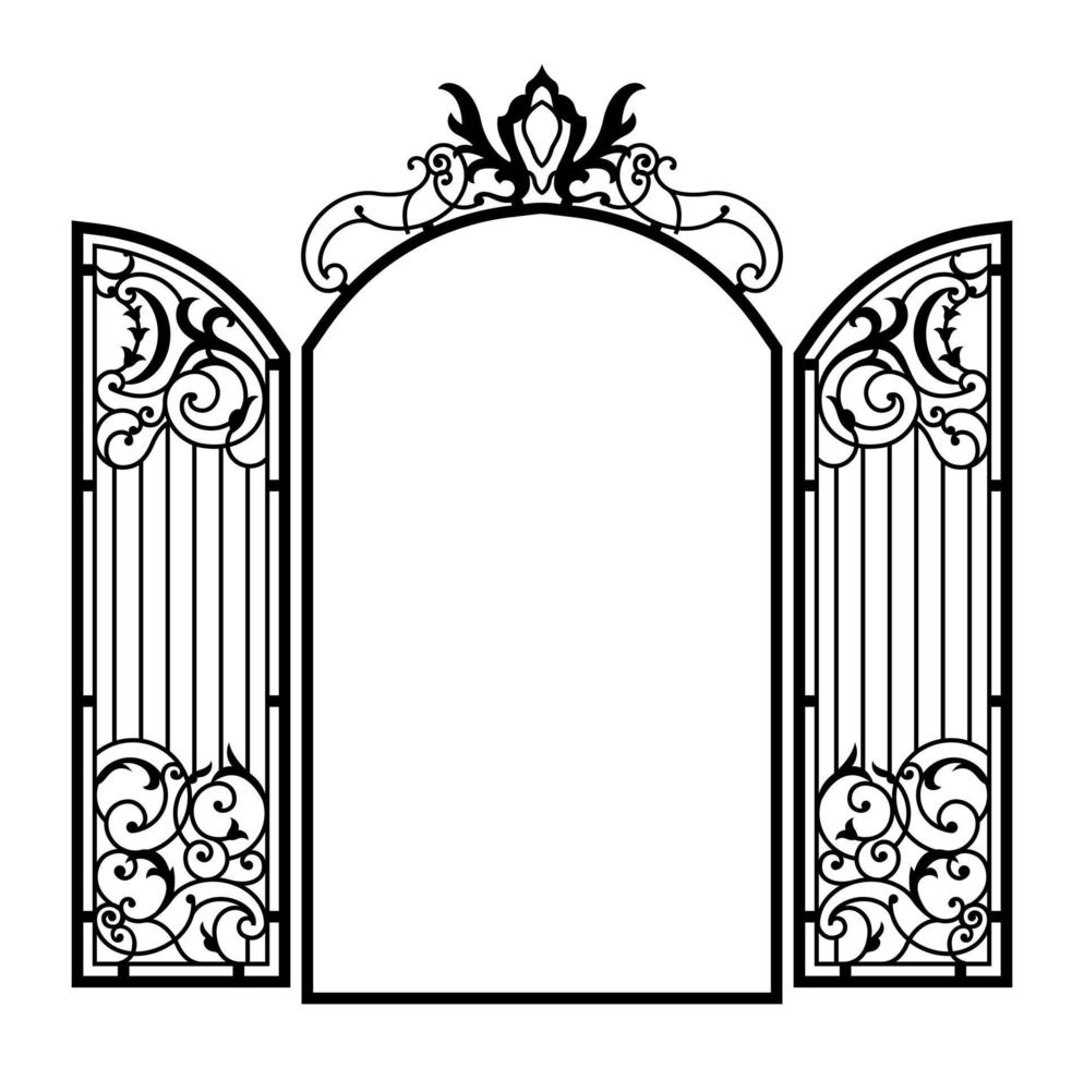 Open Forged Ornate Gate. Vintage style. vector