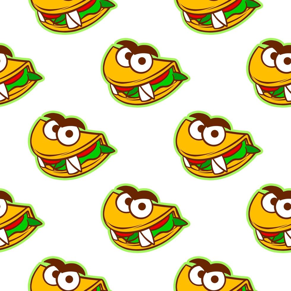 Pattern from cartoon tacos on a white background. For printing and decoration.Vector illustration. vector