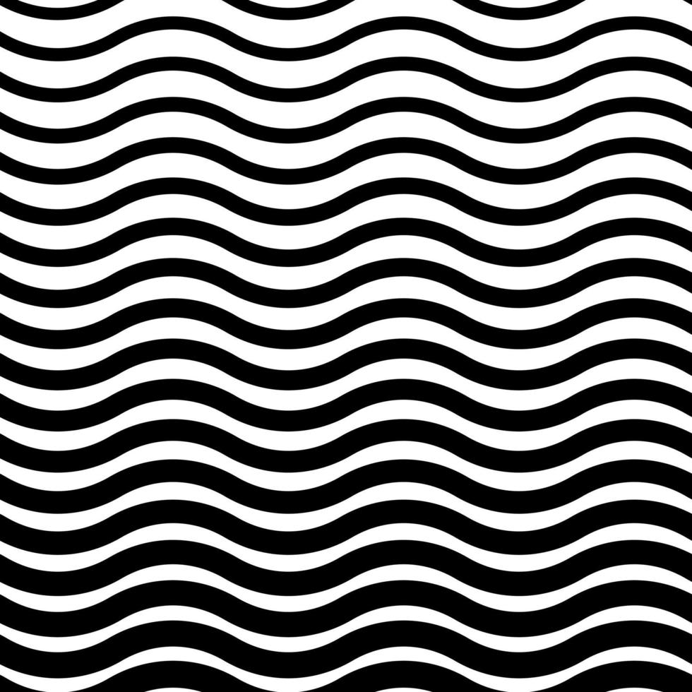 Black and white pattern of wavy horizontal lines in flat style for print and design. Vector illustration.