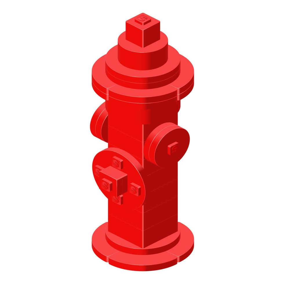 Red fire hydrant in isometric style for print and design.Vector illustration. vector