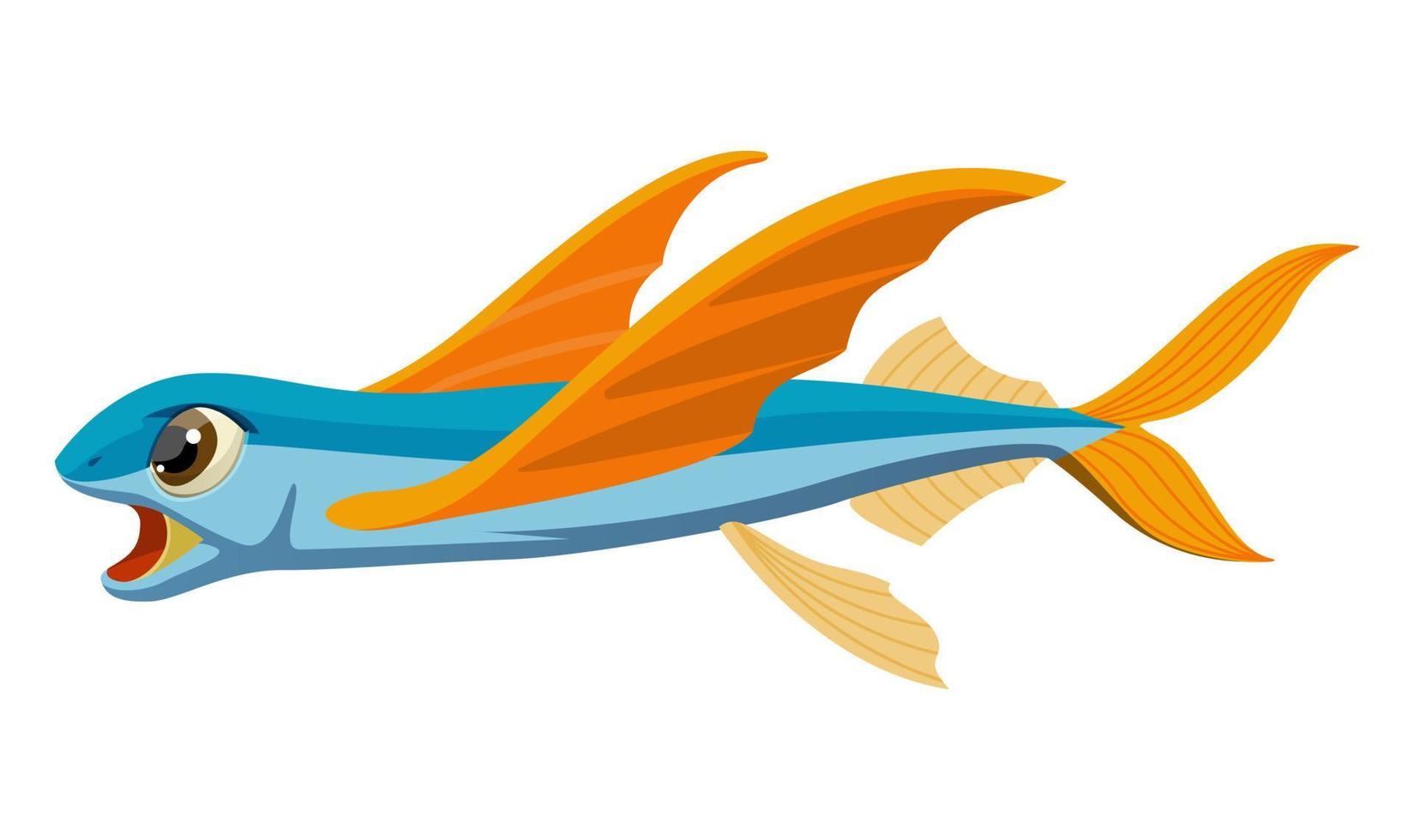 pez volador en estilo de dibujos animados para impresión y animación. ilustración vectorial vector