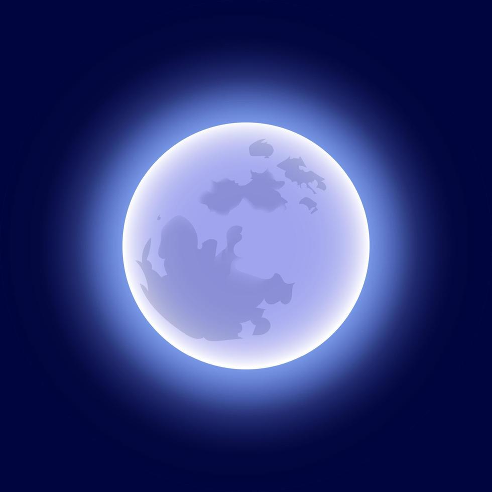 Full moon on dark sky cartoon style for print and design. Vector illustration.