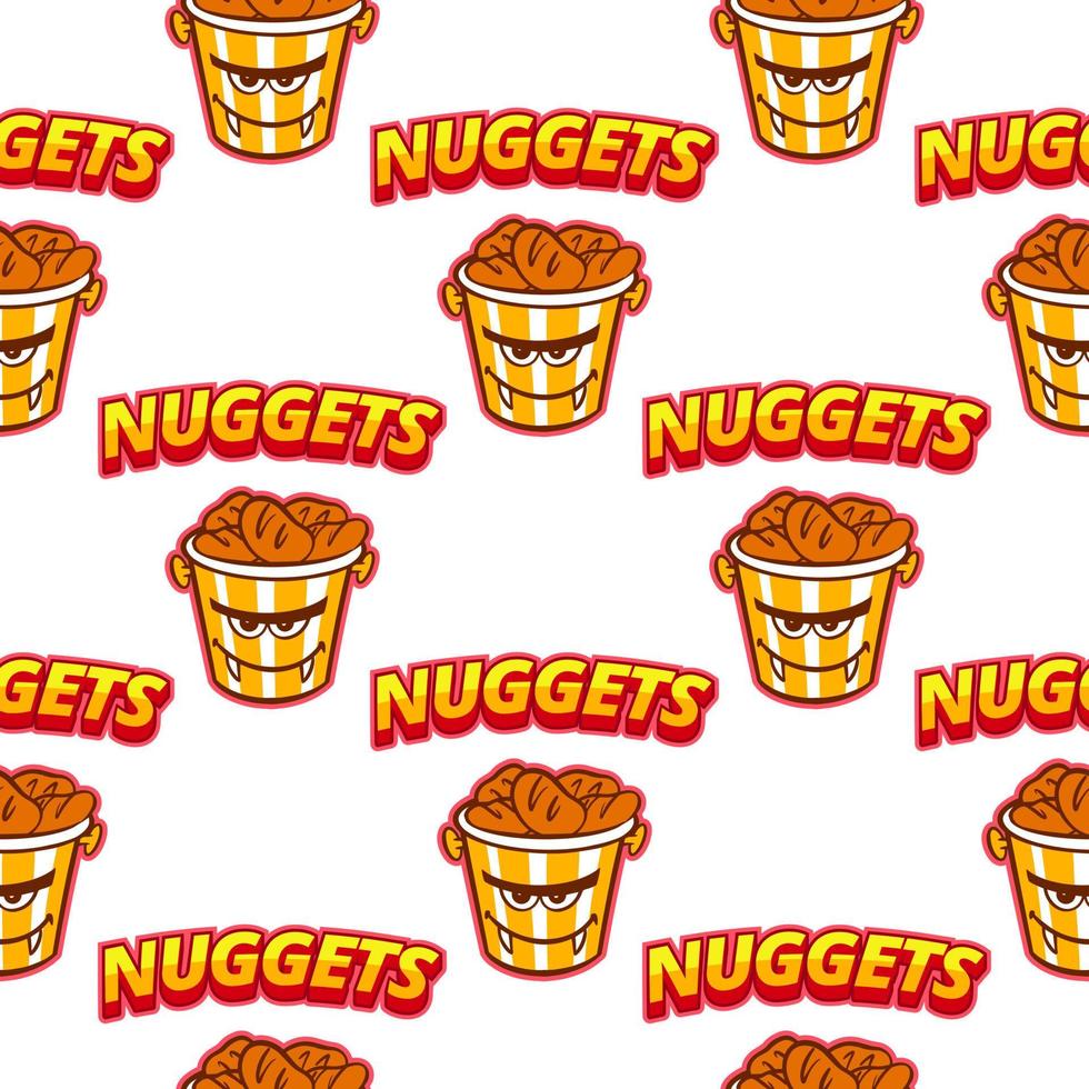 Multicolored pattern of cups with nuggets for the holiday on a white background. For printing and decoration of the holiday menu. Vector illustration.