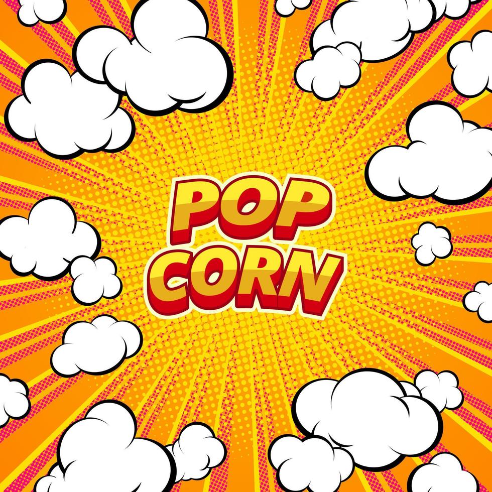 Pop corn label, poster concept in pop art style for print and design .Vector illustration. vector