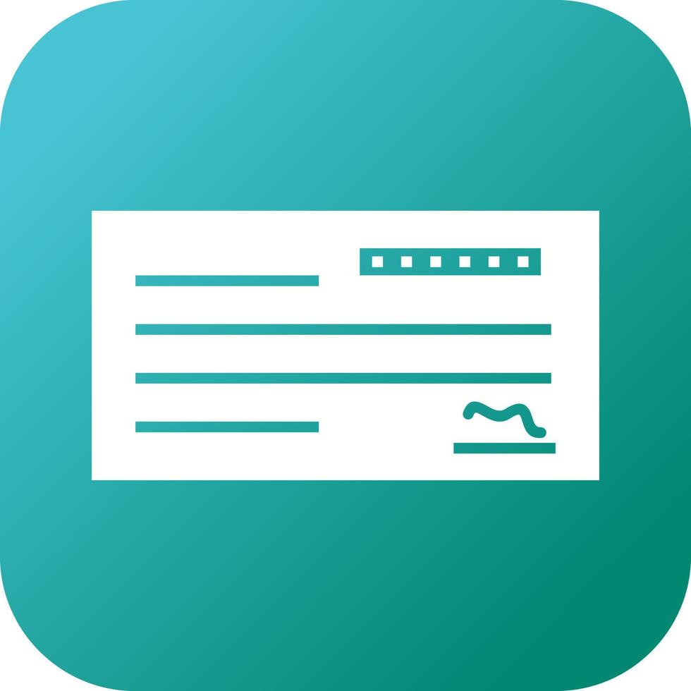 Beautiful Cheque Vector Glyph Icon