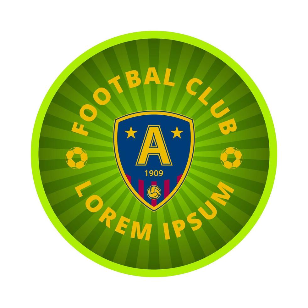 Football club emblem in a circle. Green icon on a white background. vector