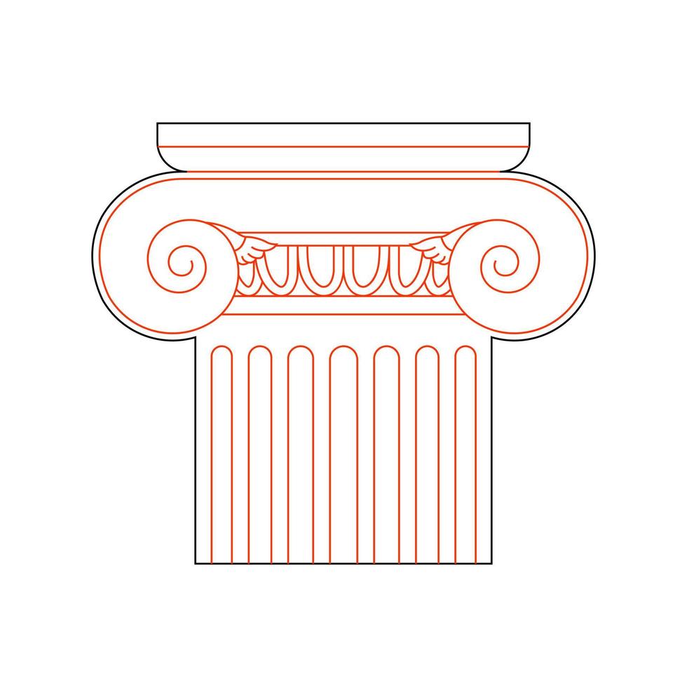 Greek Column in Linear Style for Laser Cutting and Engraving. Vector illustration.