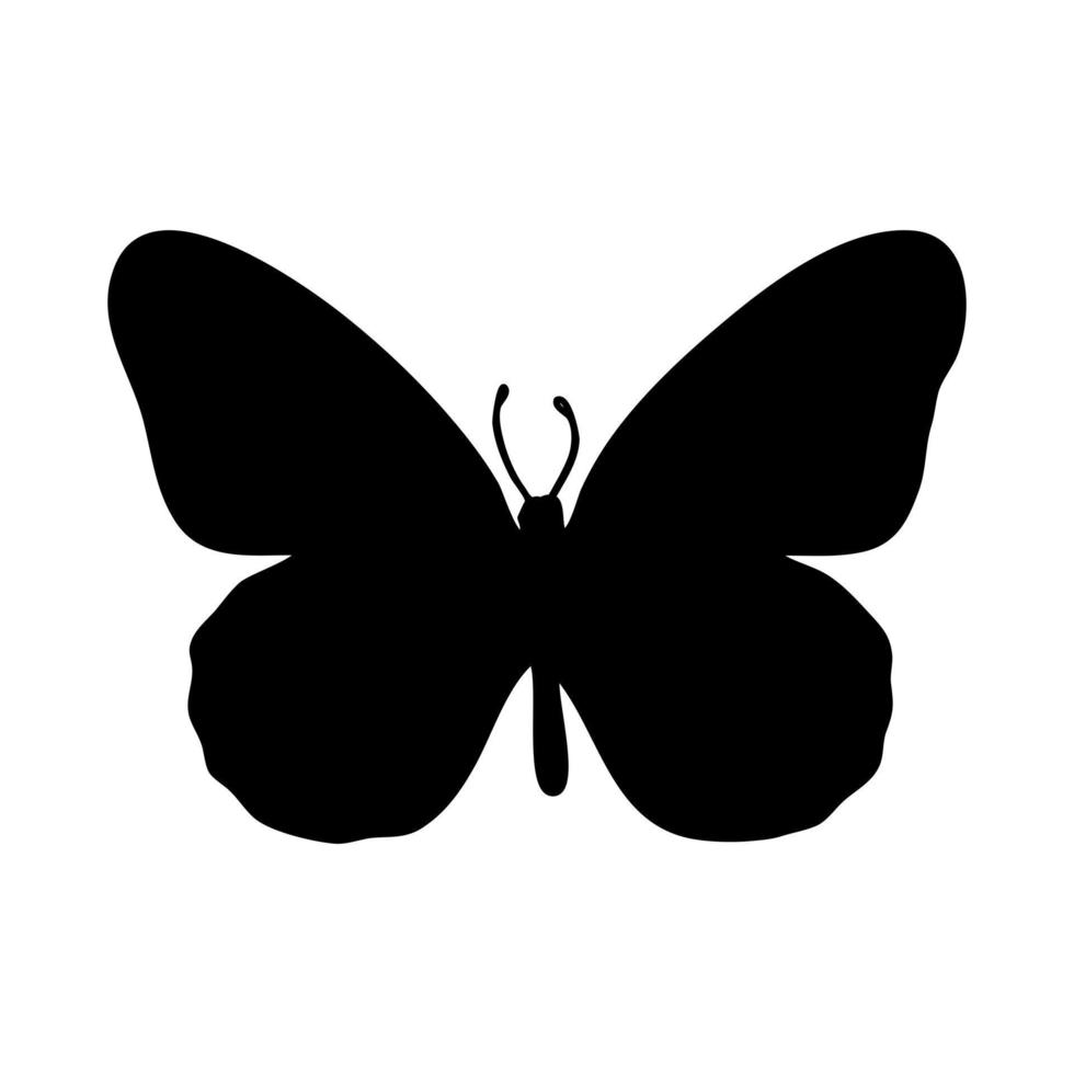 Black butterfly on a white background for printing and design. Vector illustration.