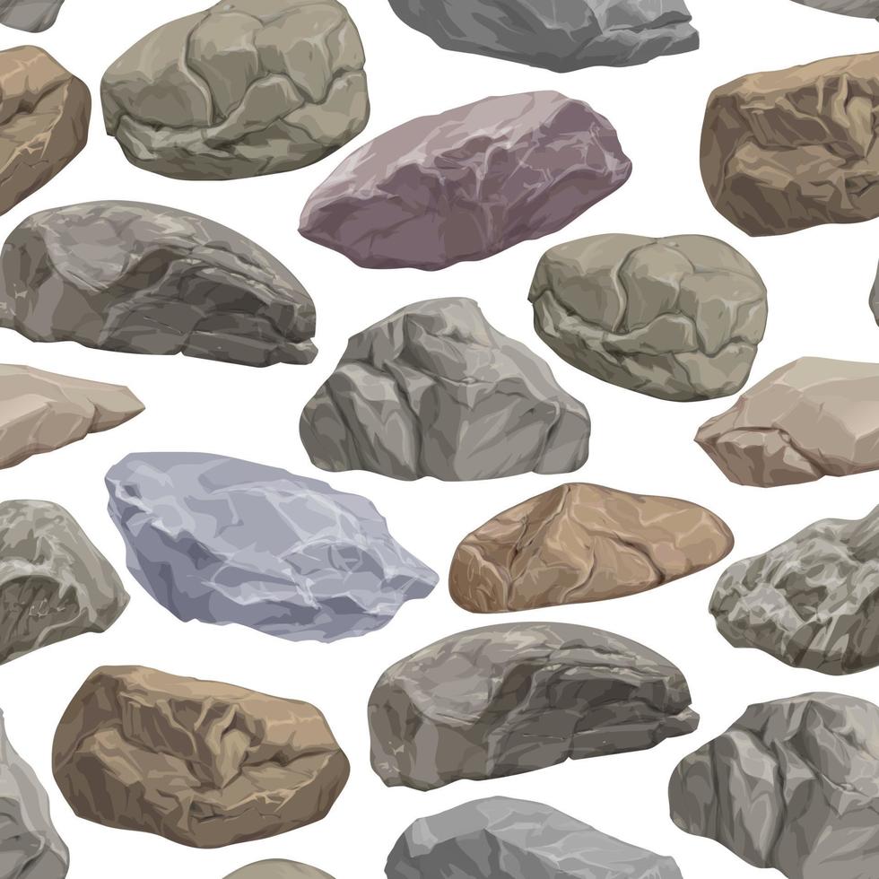 Pattern of realistic stones on a white background for printing and design. Vector illustration.