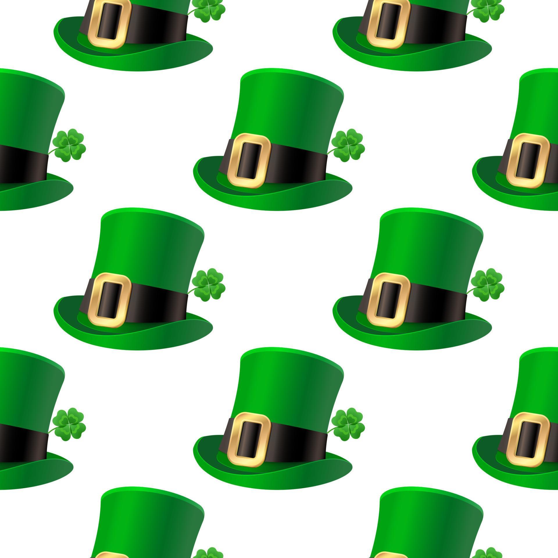 Pattern for Patrick’s Day from green hats on a white background in