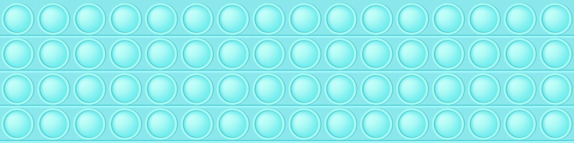 Popping toy blue seamless pattern as a fashionable silicon fidget toy. Addictive anti-stress toy in bright color. Bubble for kids fingers. Vector illustration in rectangle format suitable for bunner.