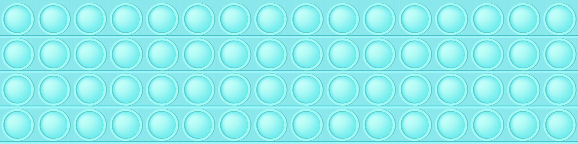 Popping toy blue seamless pattern as a fashionable silicon fidget toy. Addictive anti-stress toy in bright color. Bubble for kids fingers. Vector illustration in rectangle format suitable for bunner.