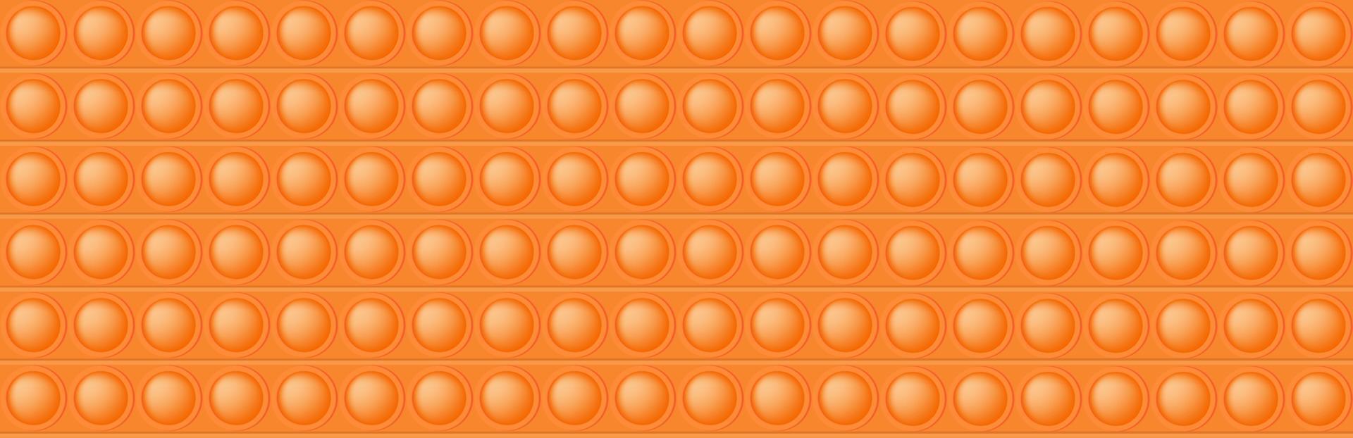 popping toy naranja de patrones sin fisuras como un juguete de silicona de moda. adictivo juguete antiestrés en color brillante. ilustración vectorial en formato rectangular para banner. vector