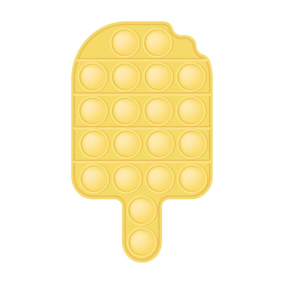 juguete que hace estallar helado amarillo juguete de silicona para inquietos. adictivo juguete antiestrés en color rosa pastel. juguete de desarrollo sensorial de burbujas para los dedos de los niños. ilustración vectorial aislada vector