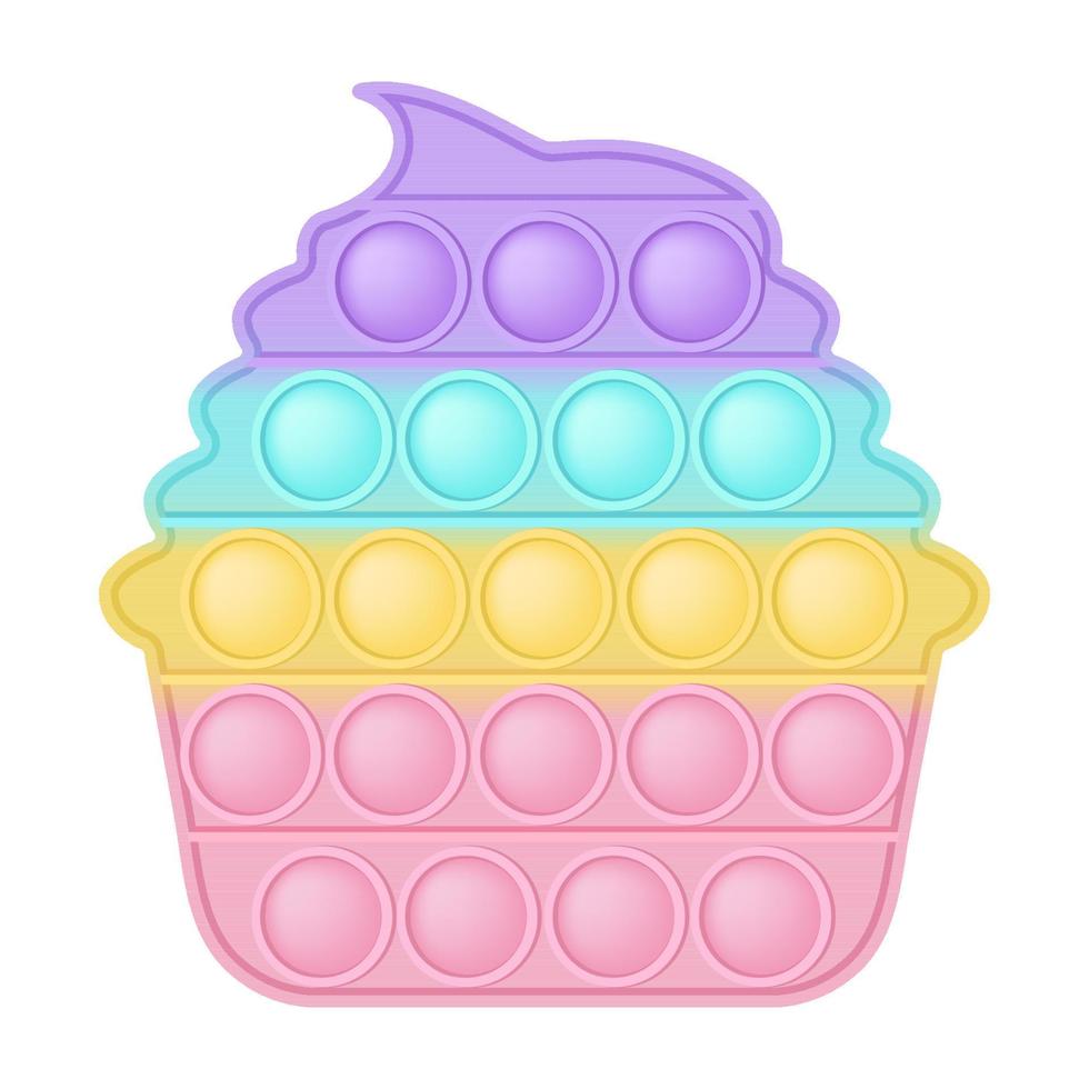 reventar cupcake de juguete de una vida marina como un moderno juguete de silicona en colores pastel. desarrollo de burbujas para niños. ilustración vectorial aislada en un fondo blanco. vector