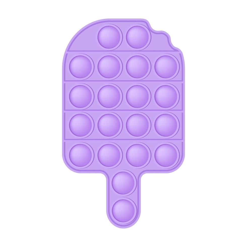 Popping toy purple ice cream silicon toy for fidgets. Addictive anti-stress toy in pastel pink color. Bubble sensory developing toy for kids fingers. Vector illustration isolated