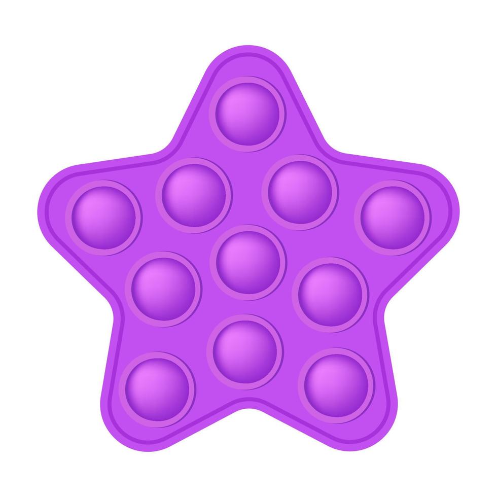 Popping toy bright purple star silicon toy for fidgets. Addictive bubble sensory developing toy for kids fingers. Vector illustration isolated