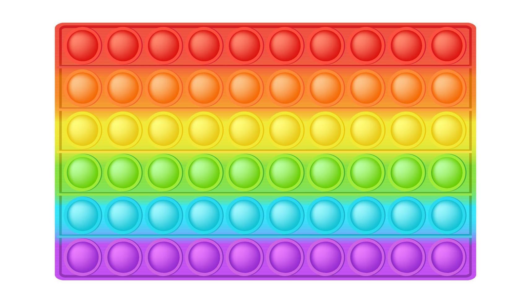 Popping toy bright rainbow rectangle silicon toy for fidgets. Addictive bubble sensory developing toy for kids fingers. Vector illustration isolated