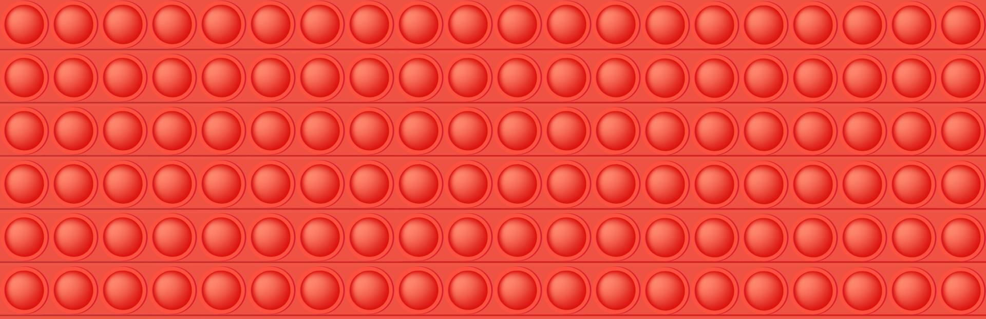 Popping toy red seamless pattern as a fashionable silicon fidget toy. Addictive anti-stress toy in bright color. Vector illustration in rectangle format suitable for banner.