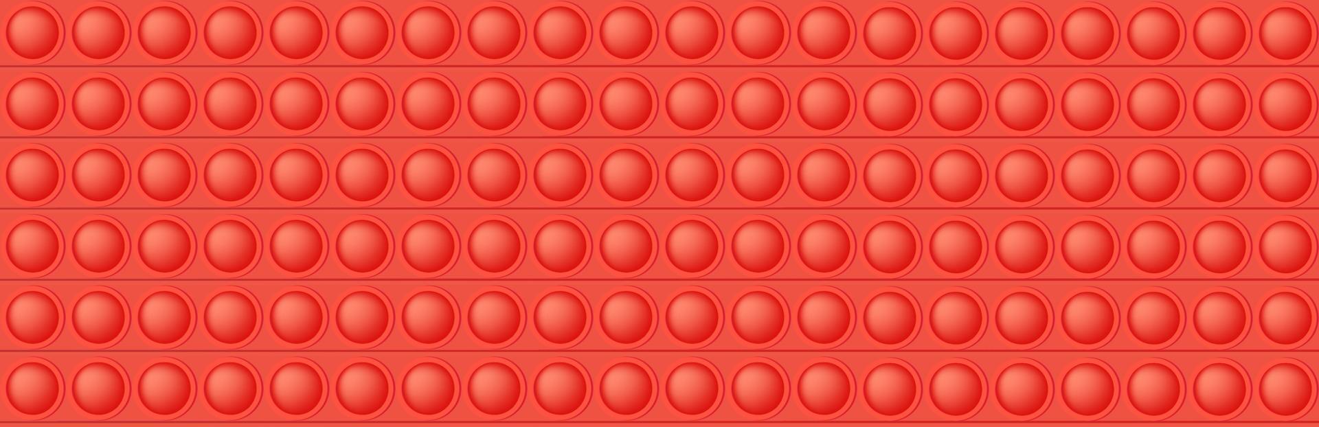 Popping toy red seamless pattern as a fashionable silicon fidget toy. Addictive anti-stress toy in bright color. Vector illustration in rectangle format suitable for banner.