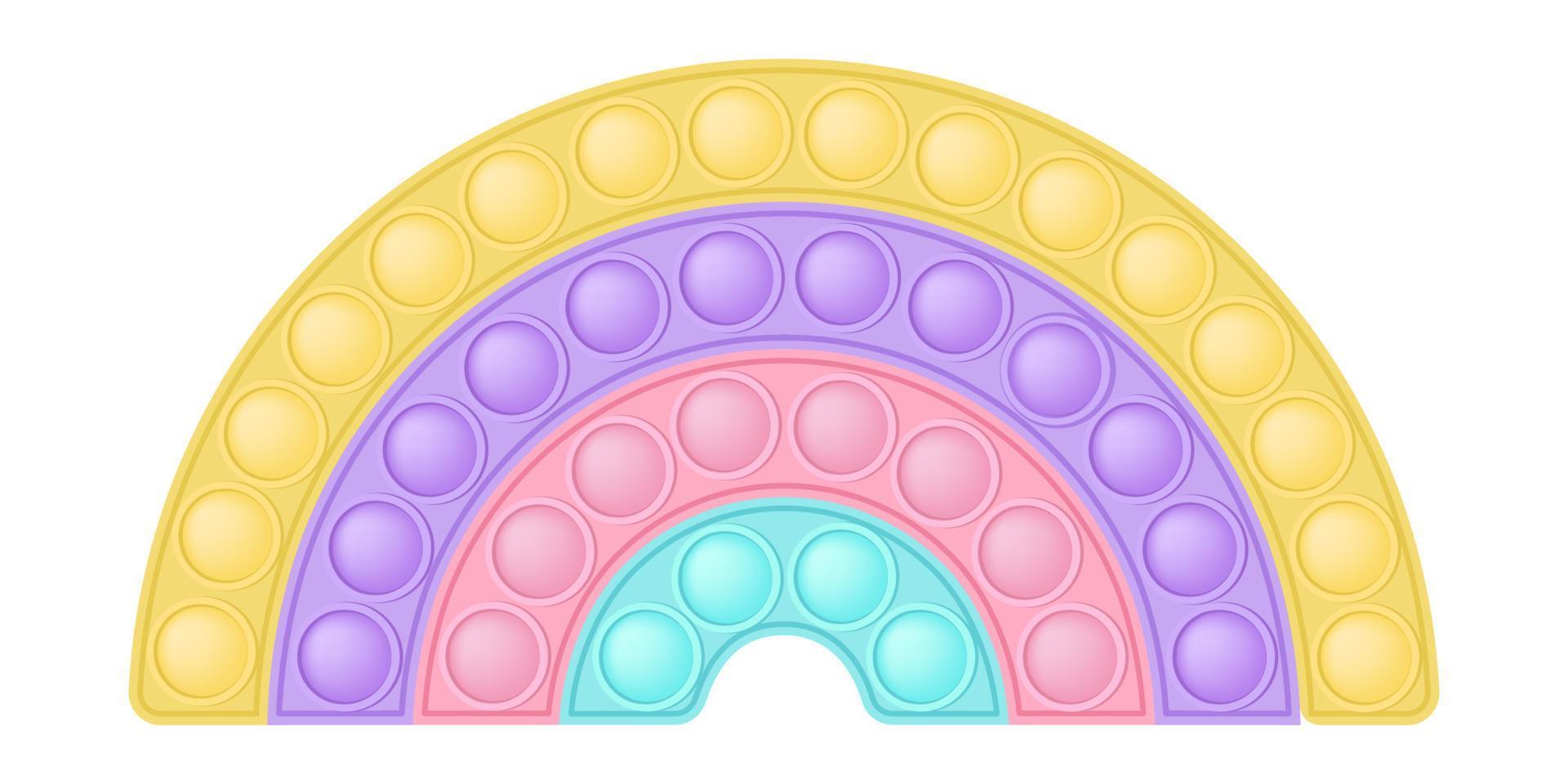 Popping toy rainbow silicon toy for fidgets. Addictive anti-stress toy in pastel pink color. Bubble sensory developing toy for kids fingers. Vector illustration isolated