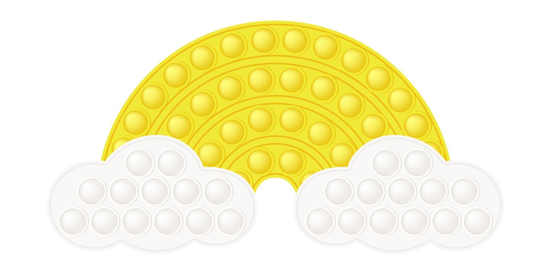 Popping toy bright rainbow silicon toy for fidgets. Addictive bubble sensory developing toy for kids fingers. Vector illustration isolated