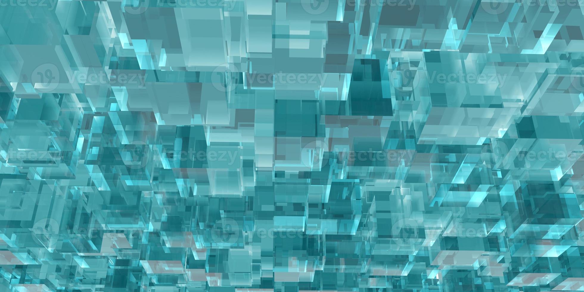 abstract art cyan crystals cube shape 3D rendered image background image photo
