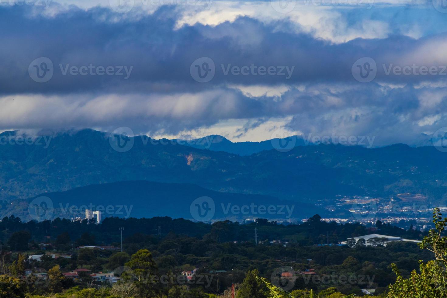 Beautiful mountain landscape city panorama forest trees nature Costa Rica. photo