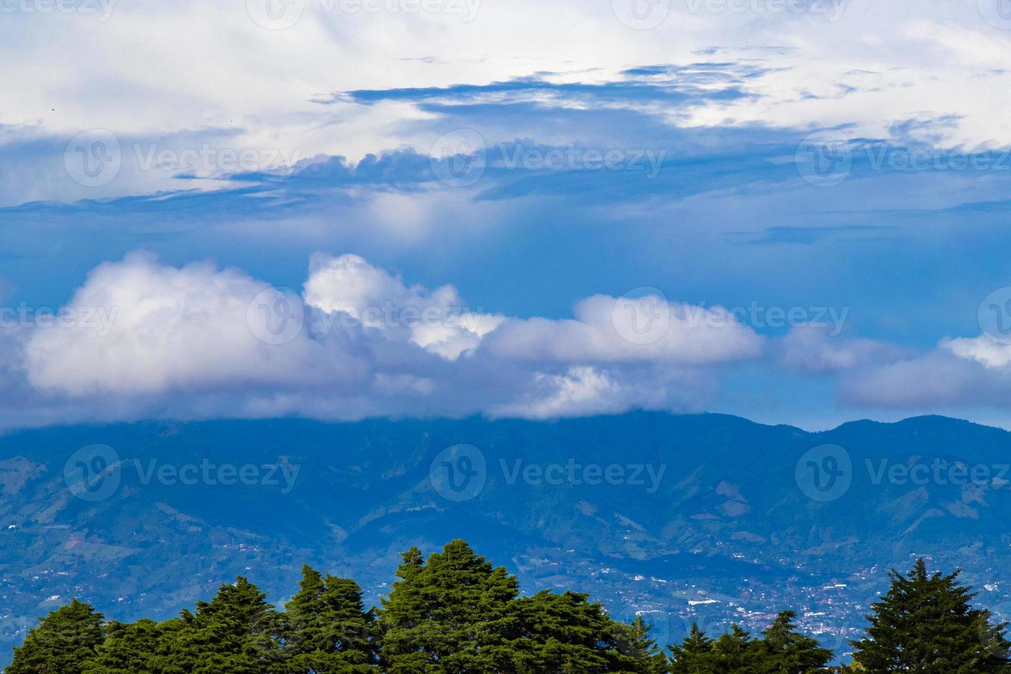 Beautiful mountain landscape city panorama forest trees nature Costa Rica. photo
