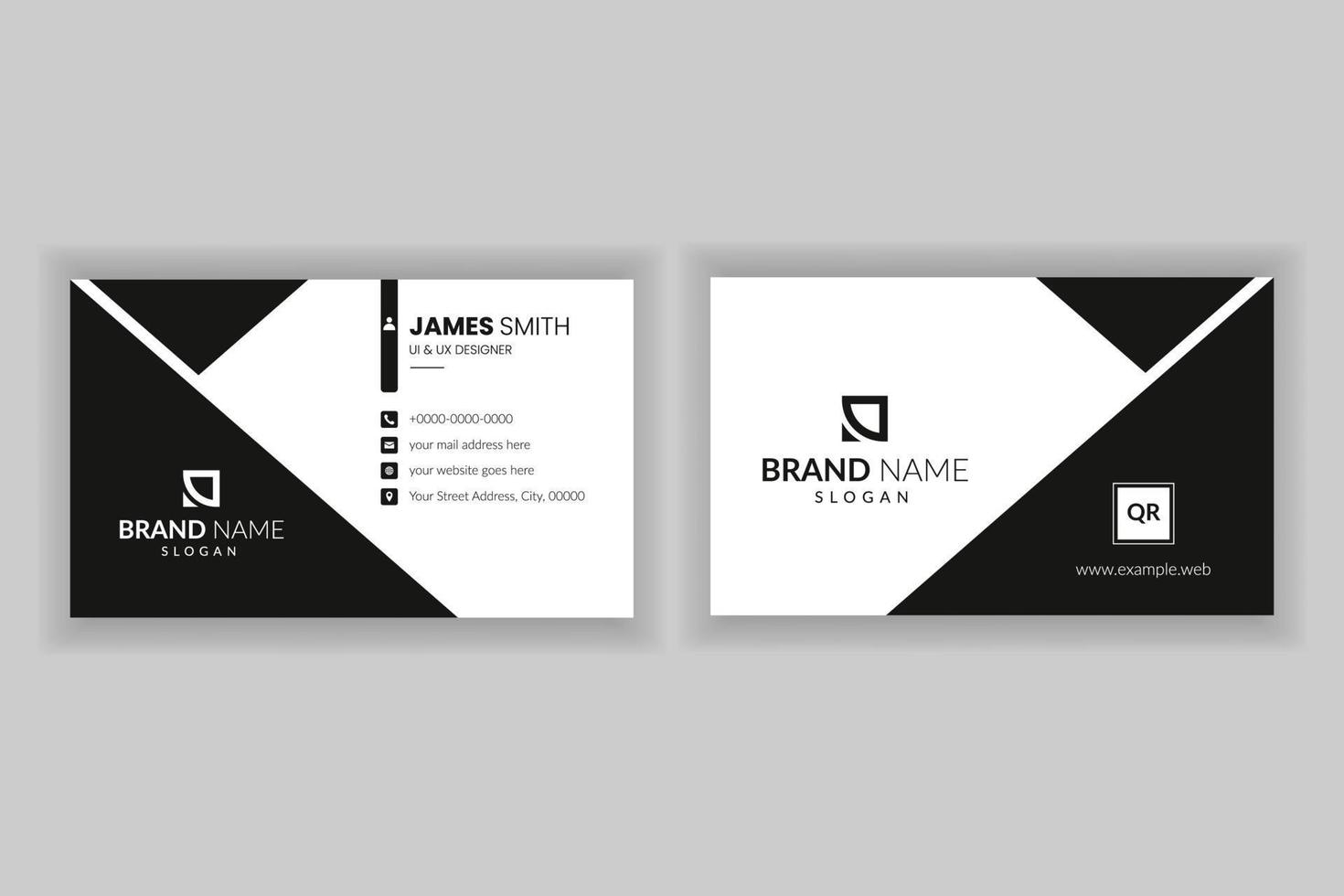 Minimalist simple business card design with black and white. vector