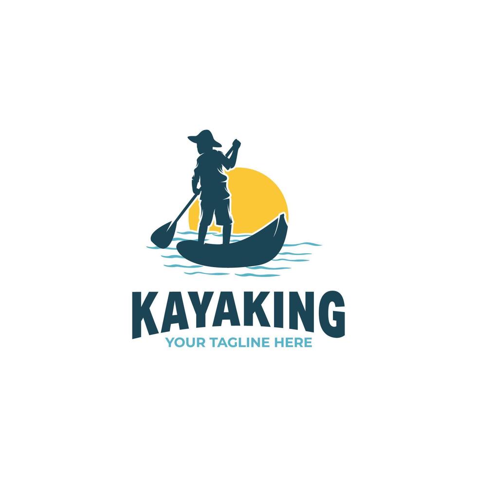 plantilla de diseños de logotipo de canoa o kayak vector