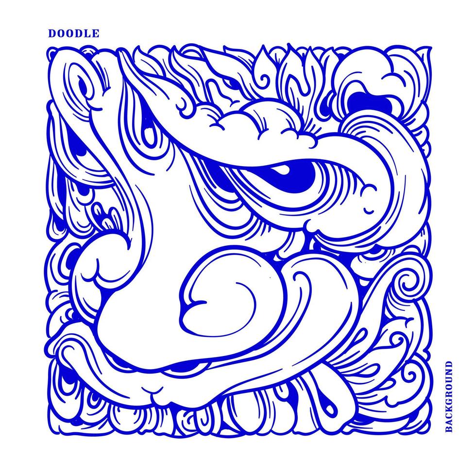 Vector abstract ethnic and culture doodle illustration in blue color for background